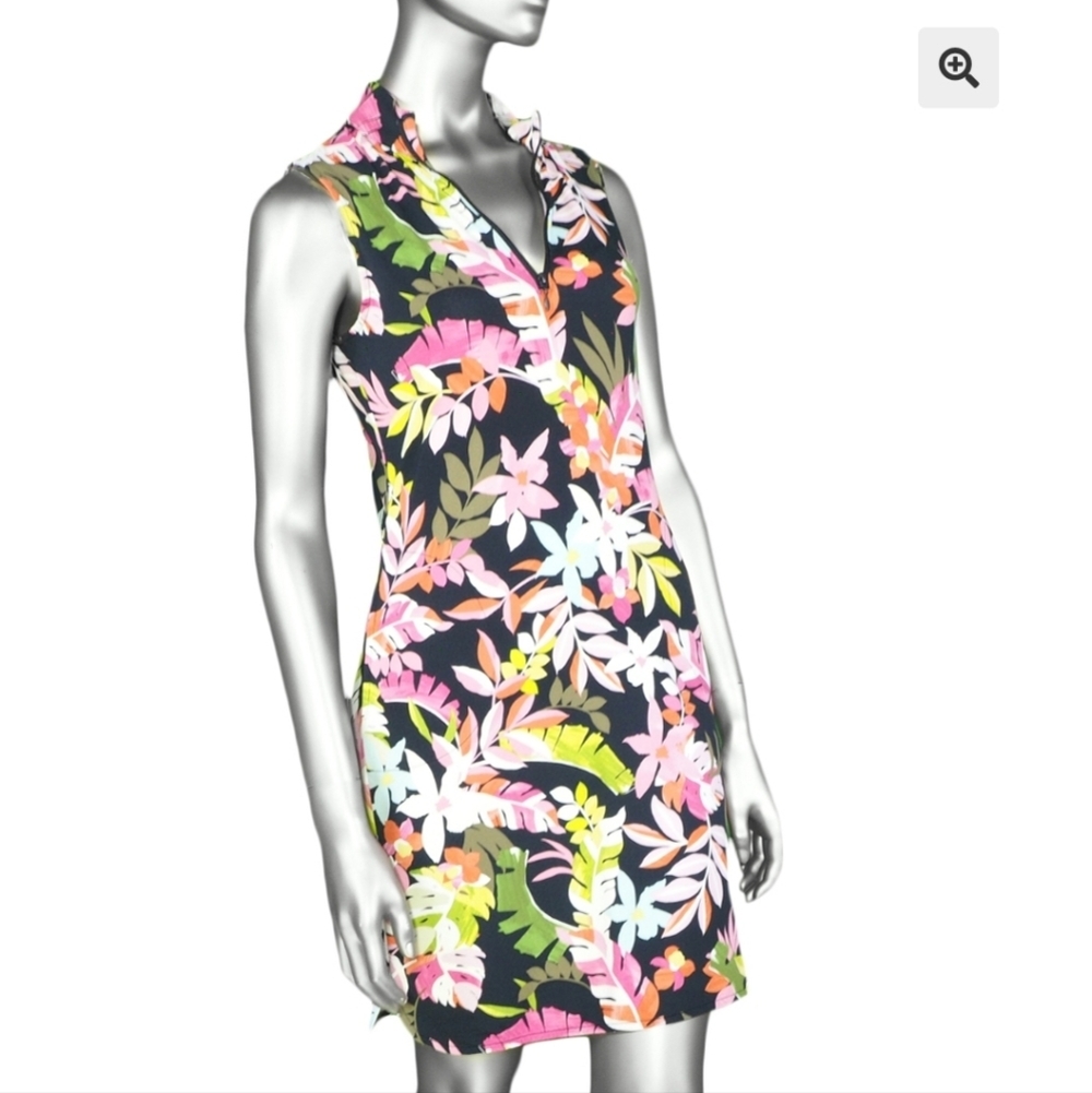 Tribal Floral Mini Dress - Black And Multicolor